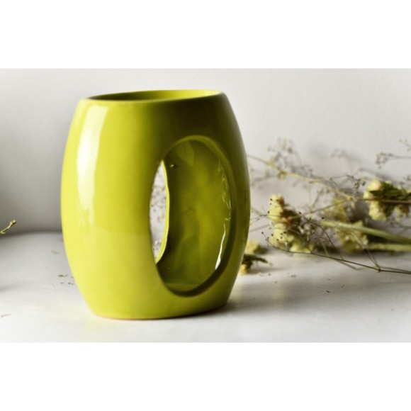 KOMINEK zapachowy duży CERAMICZNY OWALNY OWAL na olejki woski KREMOWY JASNY
